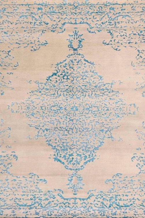 Cream Transitional Hand-Knotted Modern Carpet