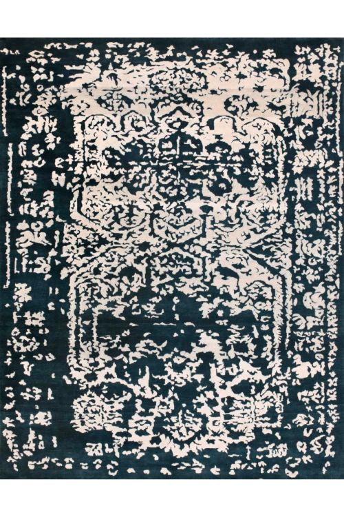 Black Self Design Beauty Handmade Rug
