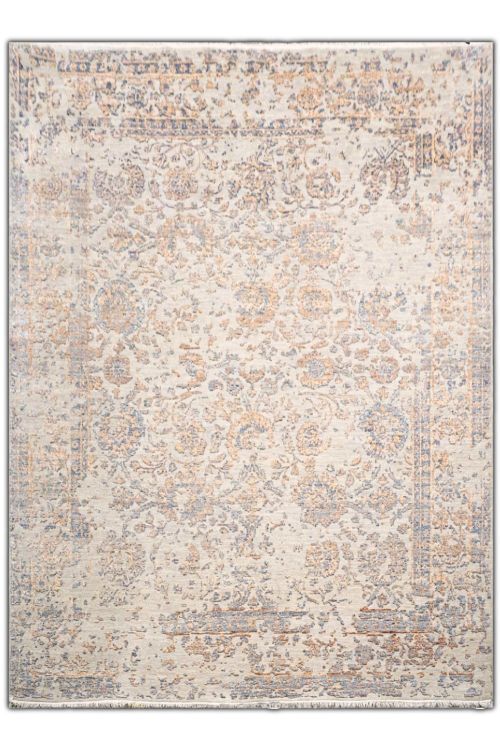 Blue Haze Ivory Handknotted Modern Area Carpet
