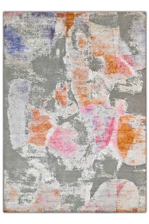 Coral Cloud Handknotted Abstract Modern Wool Area Rug