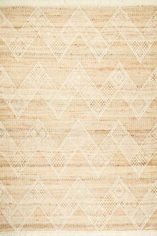 Beige Inlay Jute Handwoven Carpet
