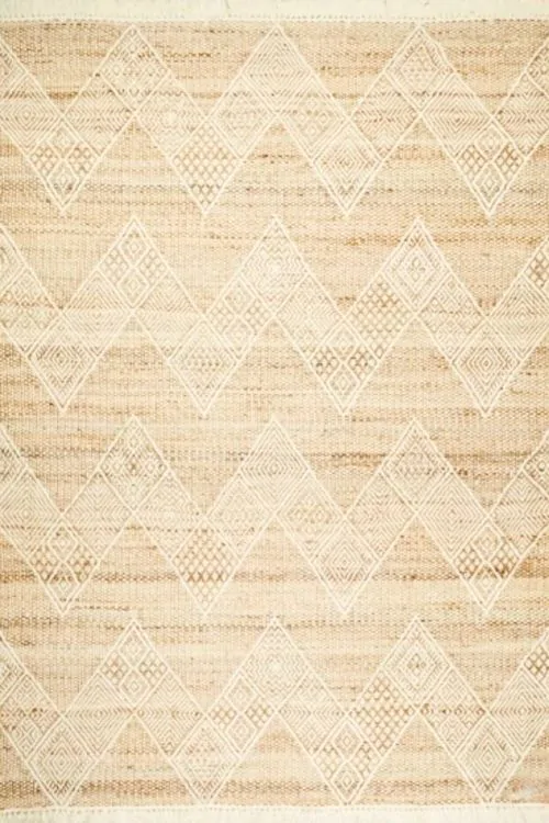 Beige Inlay Jute Handwoven Carpet