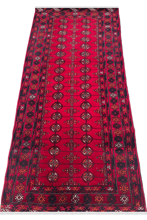 Afghani Bokhara Cherry Pattern Handmade Area Rug