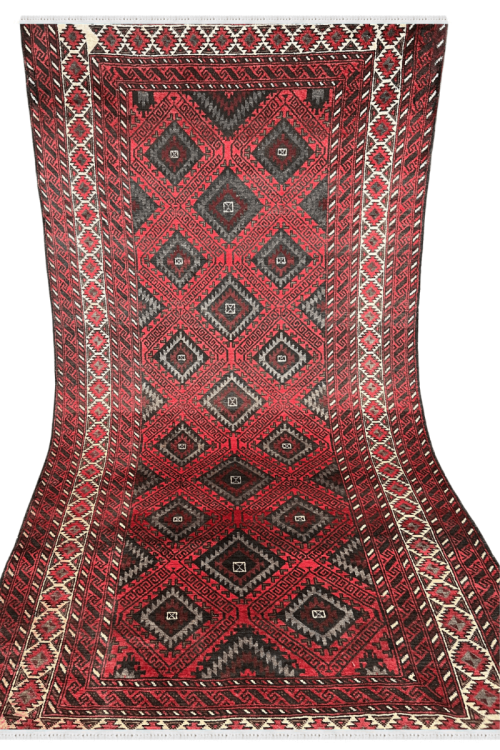 Rust Diamond Bokhara Design Uzbeki Handmade Rug