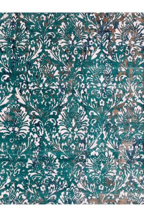 Forest Green Transitional Handmade Area Rug