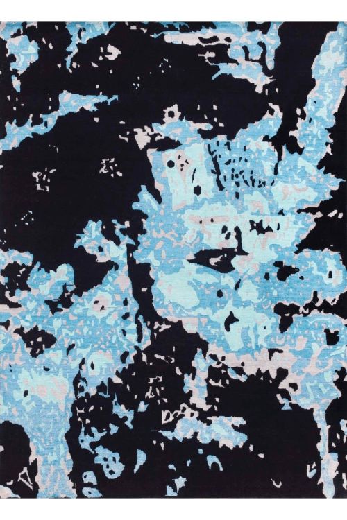 Blue Topaz Erased Modern Handknotted Carpet