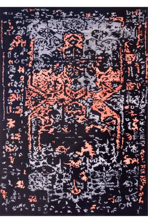 Mount Etna Amber Patterned Handmade Rug