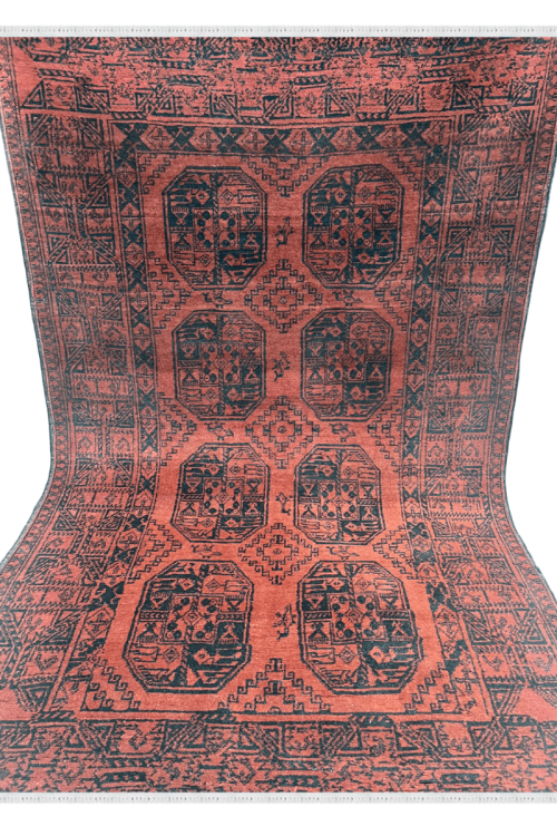 Vintage Elephant Foot Afghani Handknotted Carpet