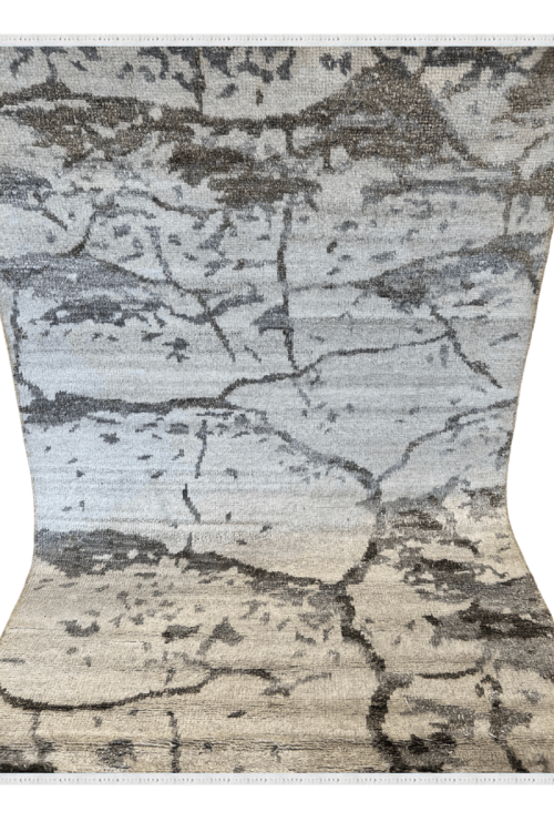 Modern Stone Crusted Wool Handknotted Rug