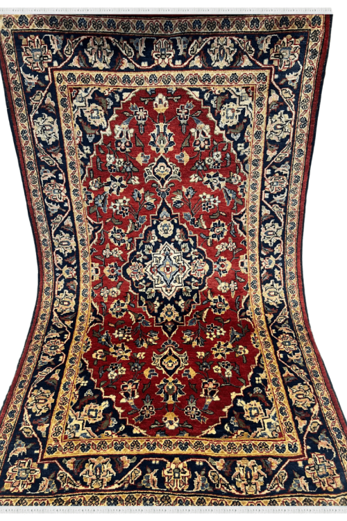 Laal Kashan Medallion Deux Handknotted Rug
