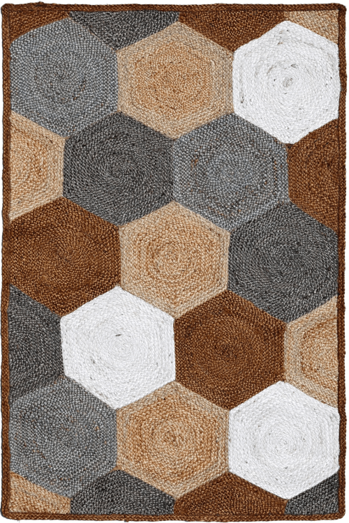 Ivory Diamond Pattern Natural Fiber Handmade Jute Rug
