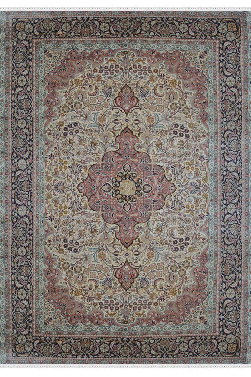 Kashan Medallion Kashmir Silk Rug