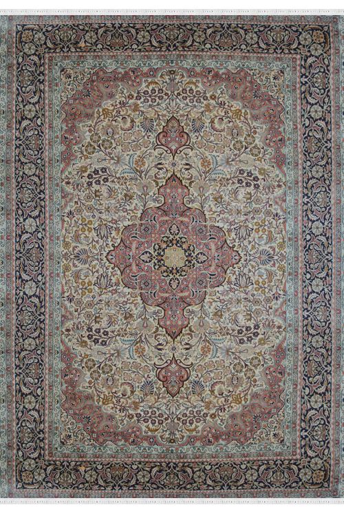 Kashan Medallion Kashmir Silk Rug