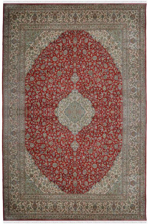 Kashan Medallion Kashmir Silk Rug