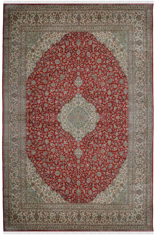 Kashan Medallion Kashmir Silk Rug