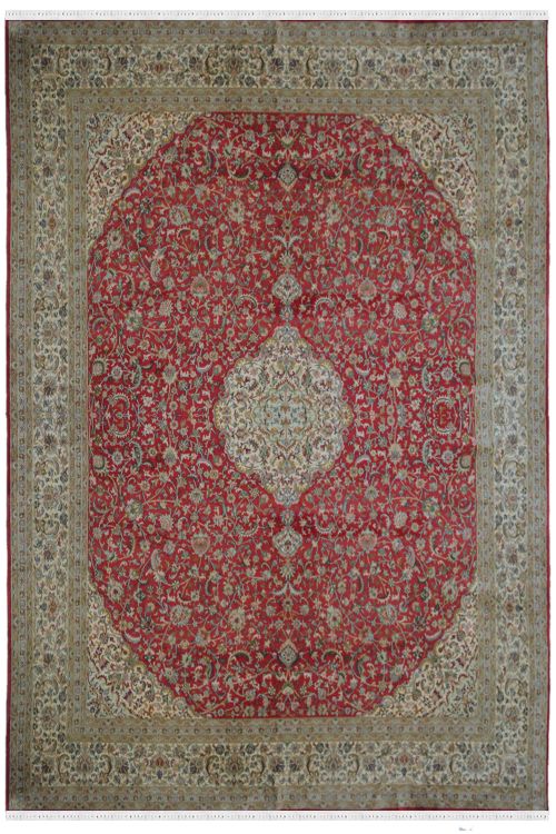 Oval Kashan Pure Silk Area Rug