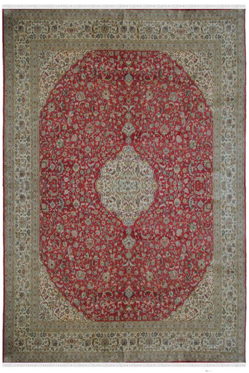 Oval Kashan Pure Silk Area Rug