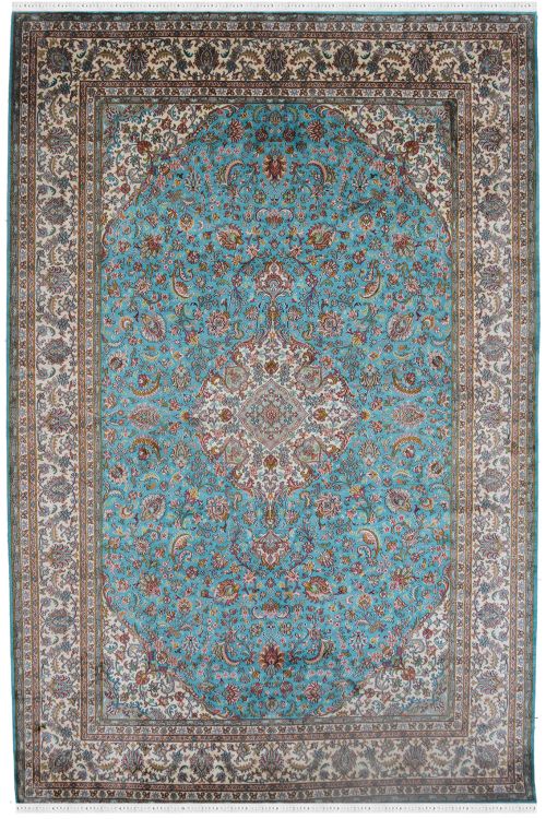 Turq Chakra Kashan Silk Rug