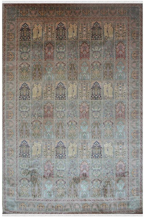 Hamadan Qum Kashmir Silk Area Rug