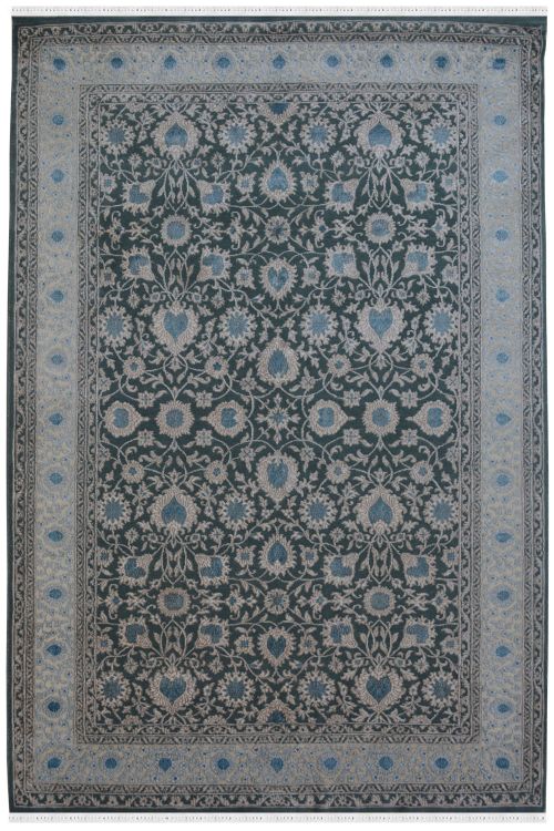 Gray Floral Embossed Area Rug