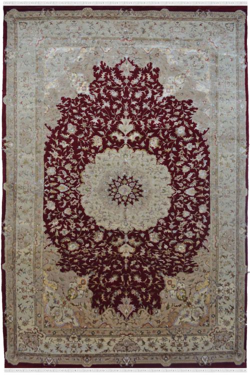 Maroon Kashan Medallion Area Rug