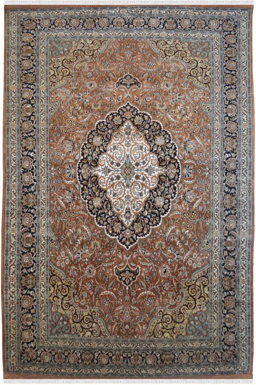 Rust Kashan Floral Area Rug