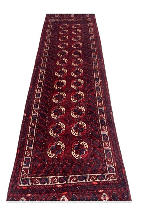 Afghan Maroon Bokhara Handmade Runner Rug