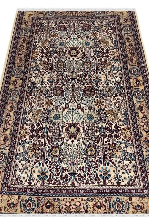 All over Tabriz Pattern Handknotted Kashmir Wool Carpet