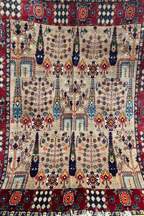 Semi Caucasian Motif Afghan Handcrafted Rug