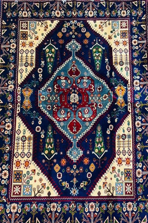 Cobalt Blue Caucasian Afghan Handknotted Rug
