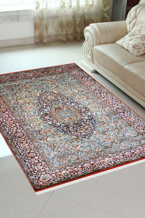 Oval Medallion Handknotted Silk Area Rug