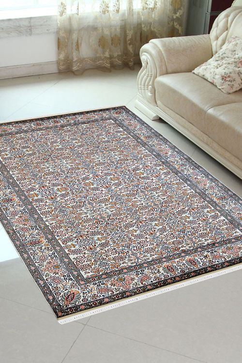 Kashmiri Silk on Cotton Handknotted Carpet 