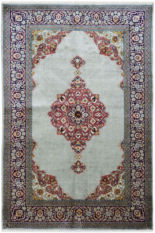 Open Tabriz handmade silk area rug