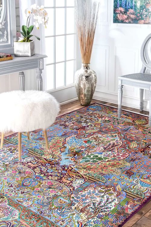 Victorian Hunting Handknotted wool Persian Area Rug