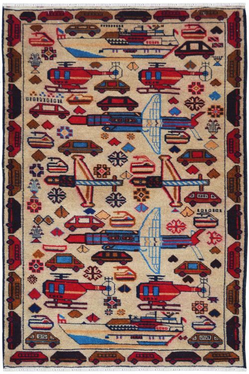 Auto Pictorial Small Wool Area Rug