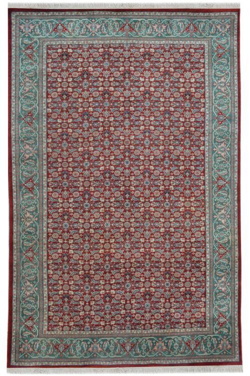 Tabriz Red Green Wool Medium Carpet 