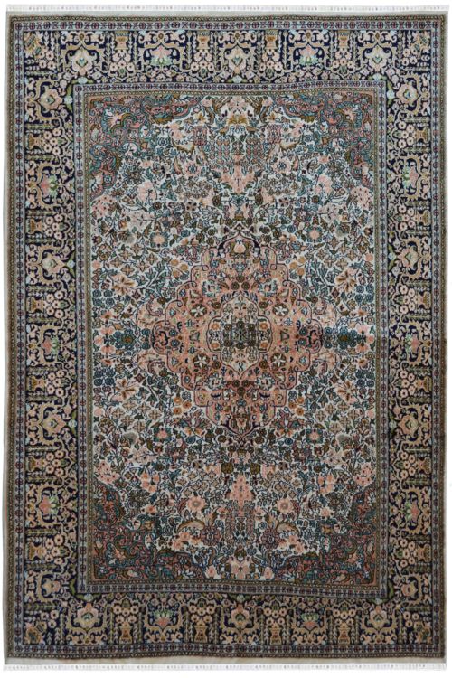 Jewel Ivory Pankh Handknotted Silk on Cotton Rug