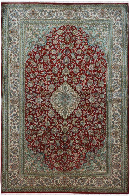 Rouge Gold Medallion Silk Area Rug