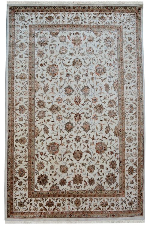 Ivory Floral Booti Fine Handmade Carpet