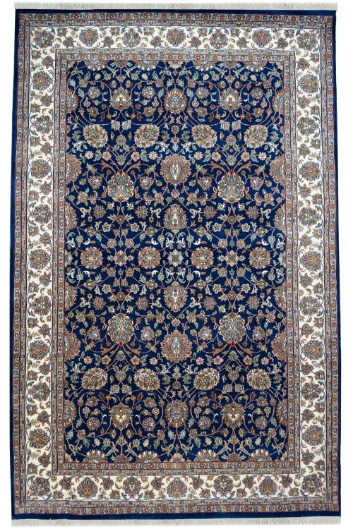 Blue Mughal Floral Fine Handknotted Rug