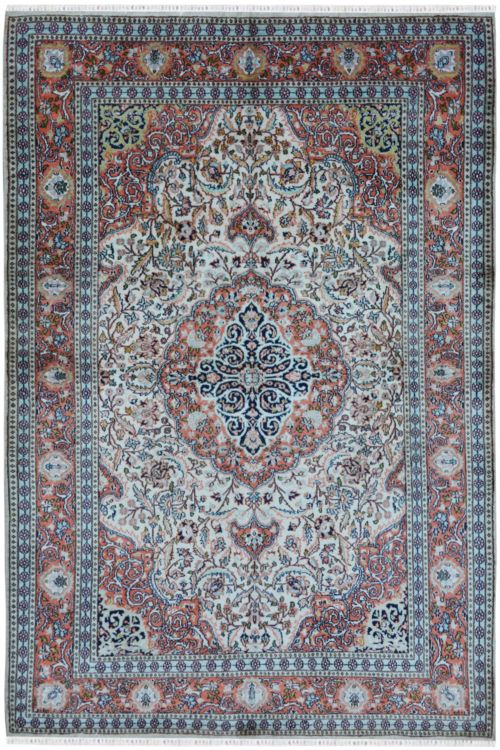 Isfahan Medallion Handknotted Silk Carpet