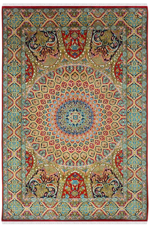 Afreen Ardabil Handknotted Silk Carpet