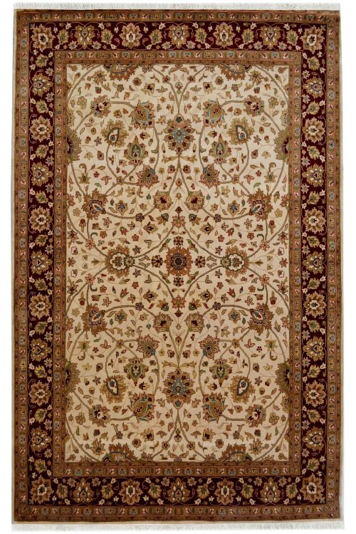 Creamish Brown Floral Area Rug