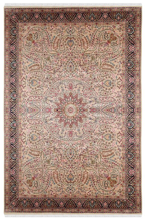 Kashmir Silk Pink Indian Handknotted Carpet 
