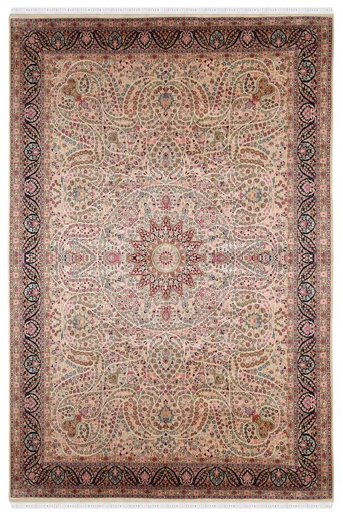 Kashmir Silk Pink Indian Handknotted Carpet 