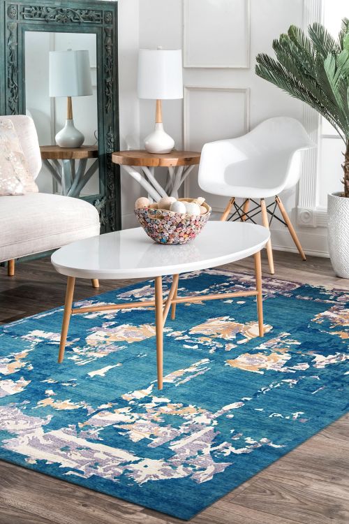 Blue Ocean Handknotted Wool Area Rug