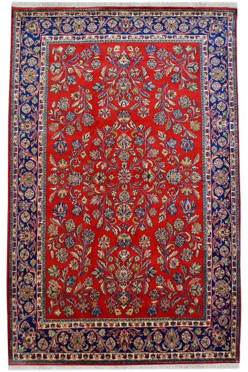 Red Kashmir Ki Kali Fine Area Wool Rug