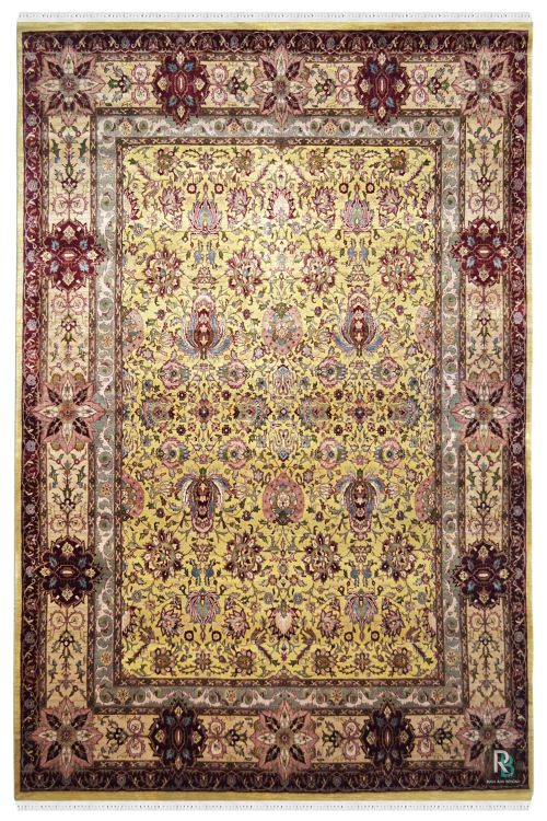 Lotus Mughal Handknotted Indian Wool Rug