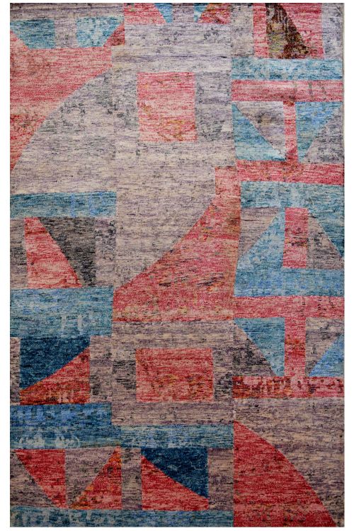 Shop Pink Boxed Wool rug, Boxed Wool Area rug, Abstract Rug 5x9 ft in size pink rug