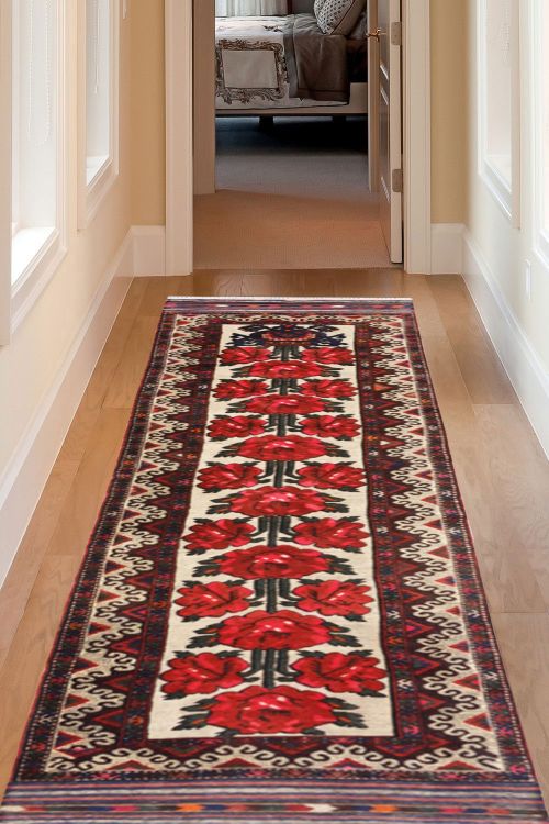 Gulab Floral Handknotted Afghan Runner